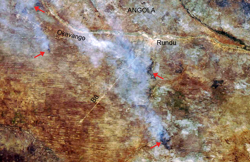 Veldfeuer Satellitenbild Namibia