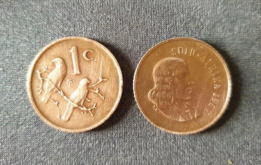 Alte südafrikanische 1-Cent-Münze