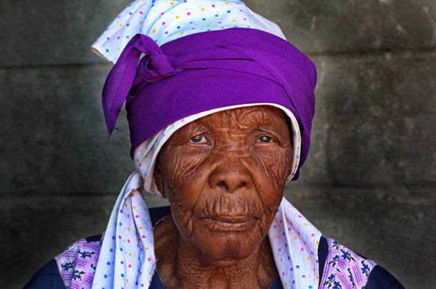 Gesicht einer Namafrau, Namibia